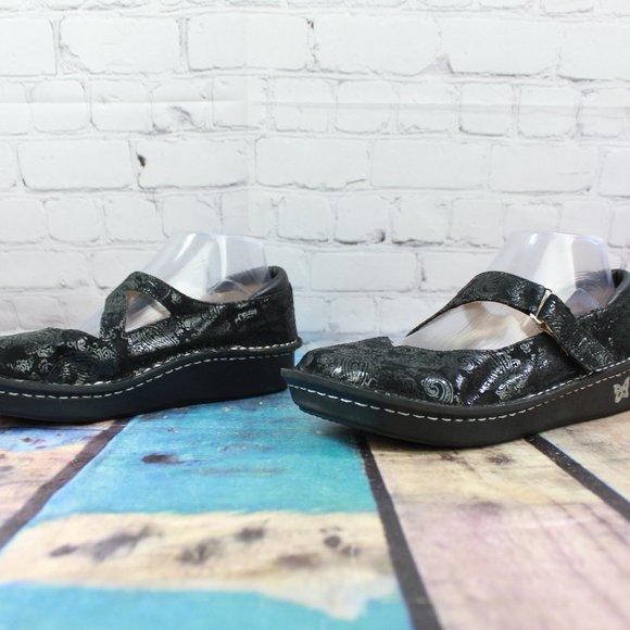 Alegria Black Embellished Paisley Mary Janes Comfort Shoes Size 39 US 9 - Picture 3 of 9